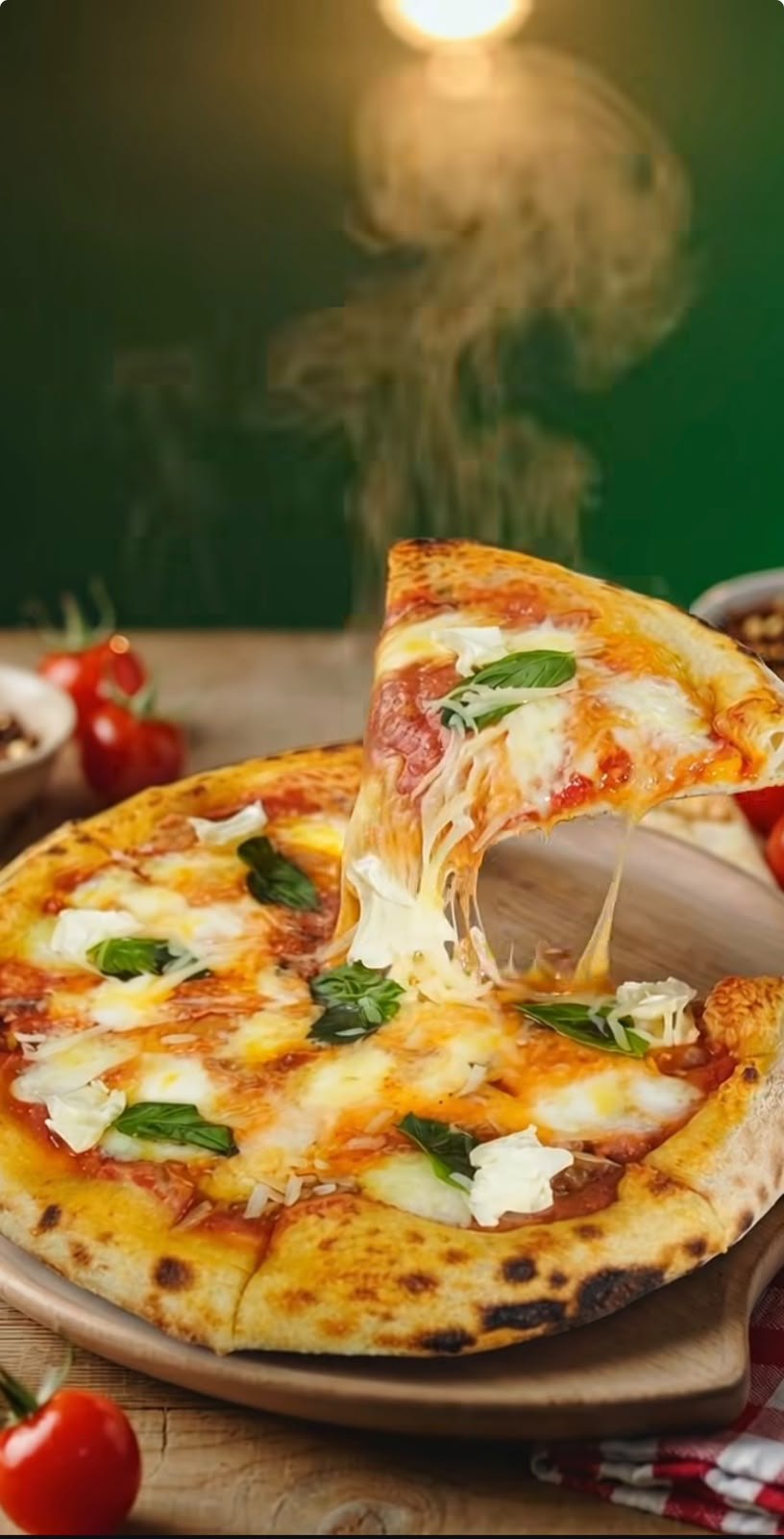 Fresh cheesy pizza at The Mocha Club